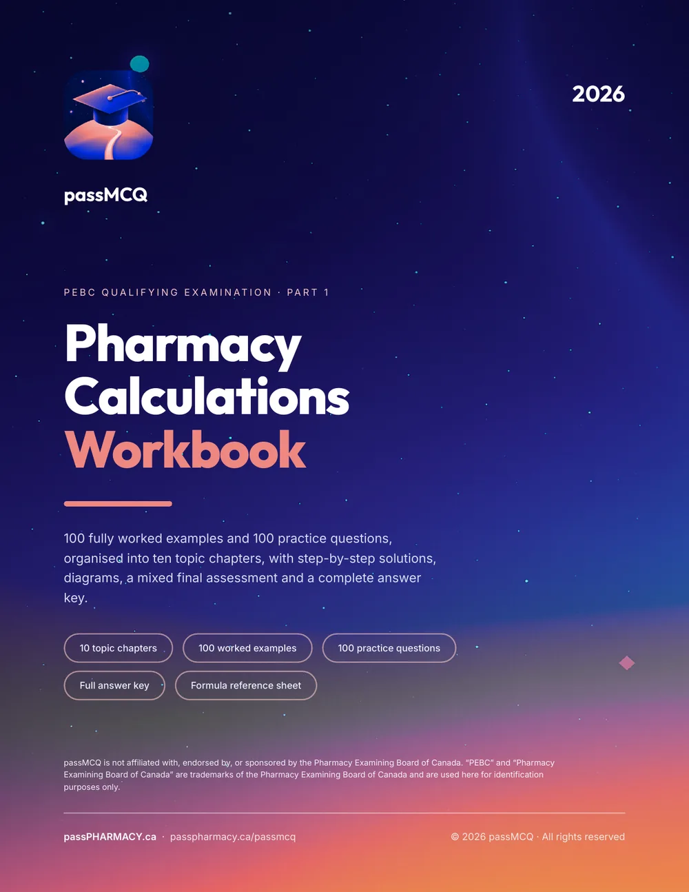 The passMCQ Pharmacy Calculations Workbook — cover