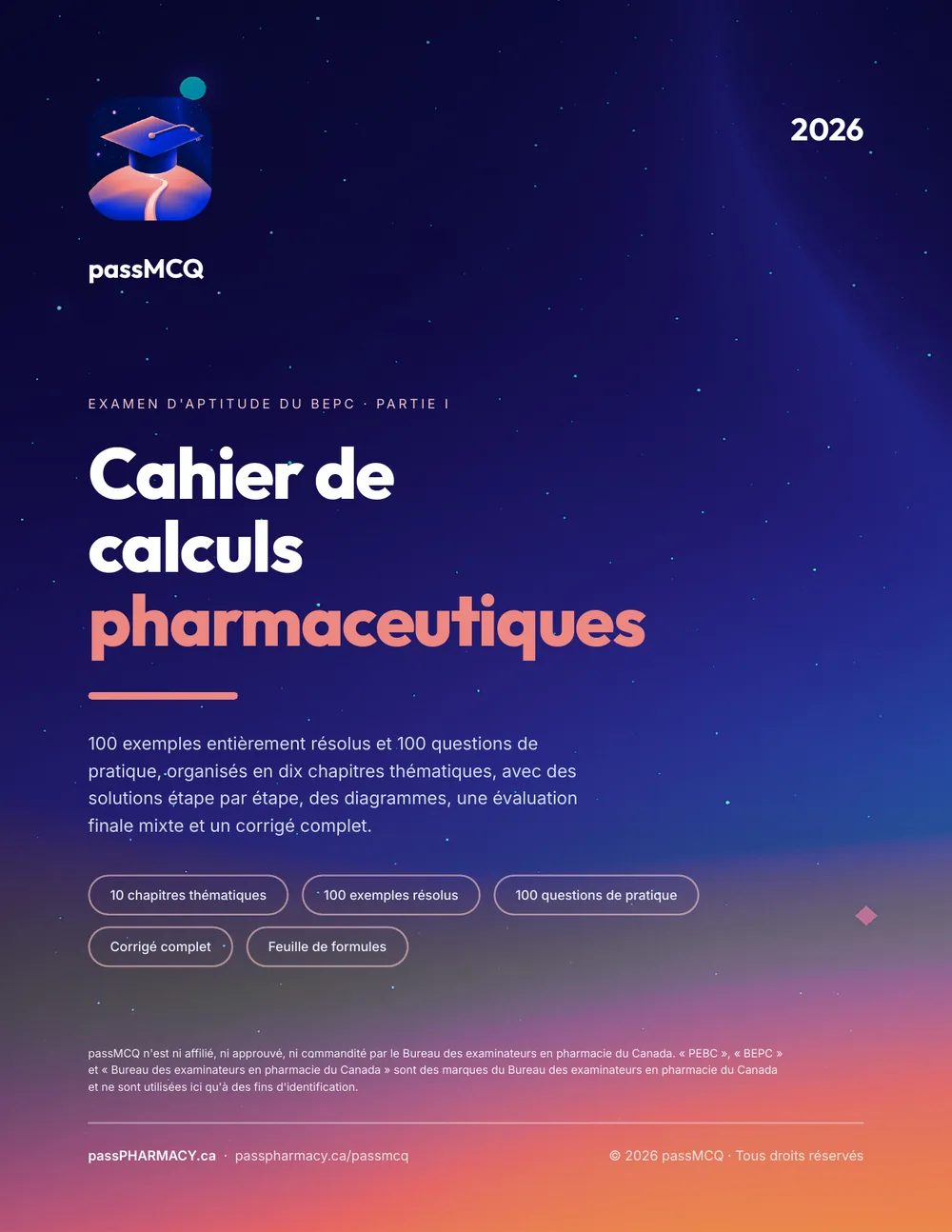 Le cahier de calculs pharmaceutiques passMCQ — couverture