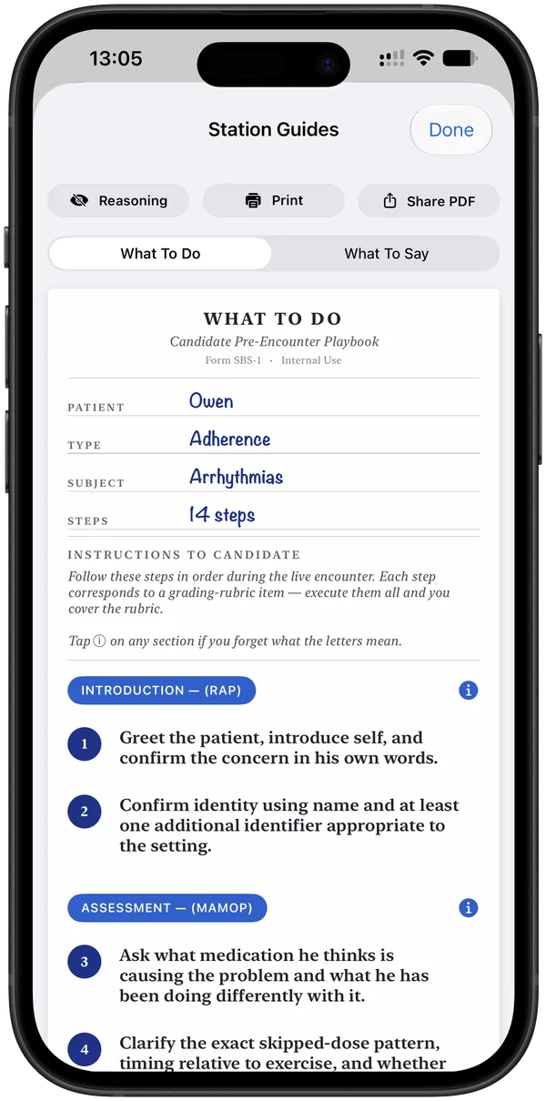 OSCE station guide and checklist