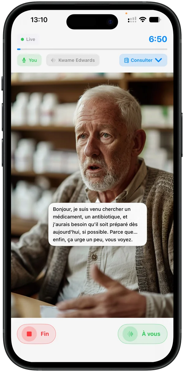Session interactive en direct avec un patient